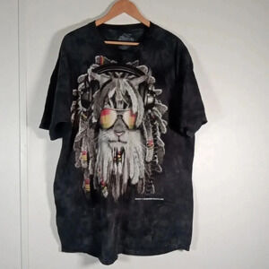 The mountain Rasta cat Dreads tie dye shirt men's 2X